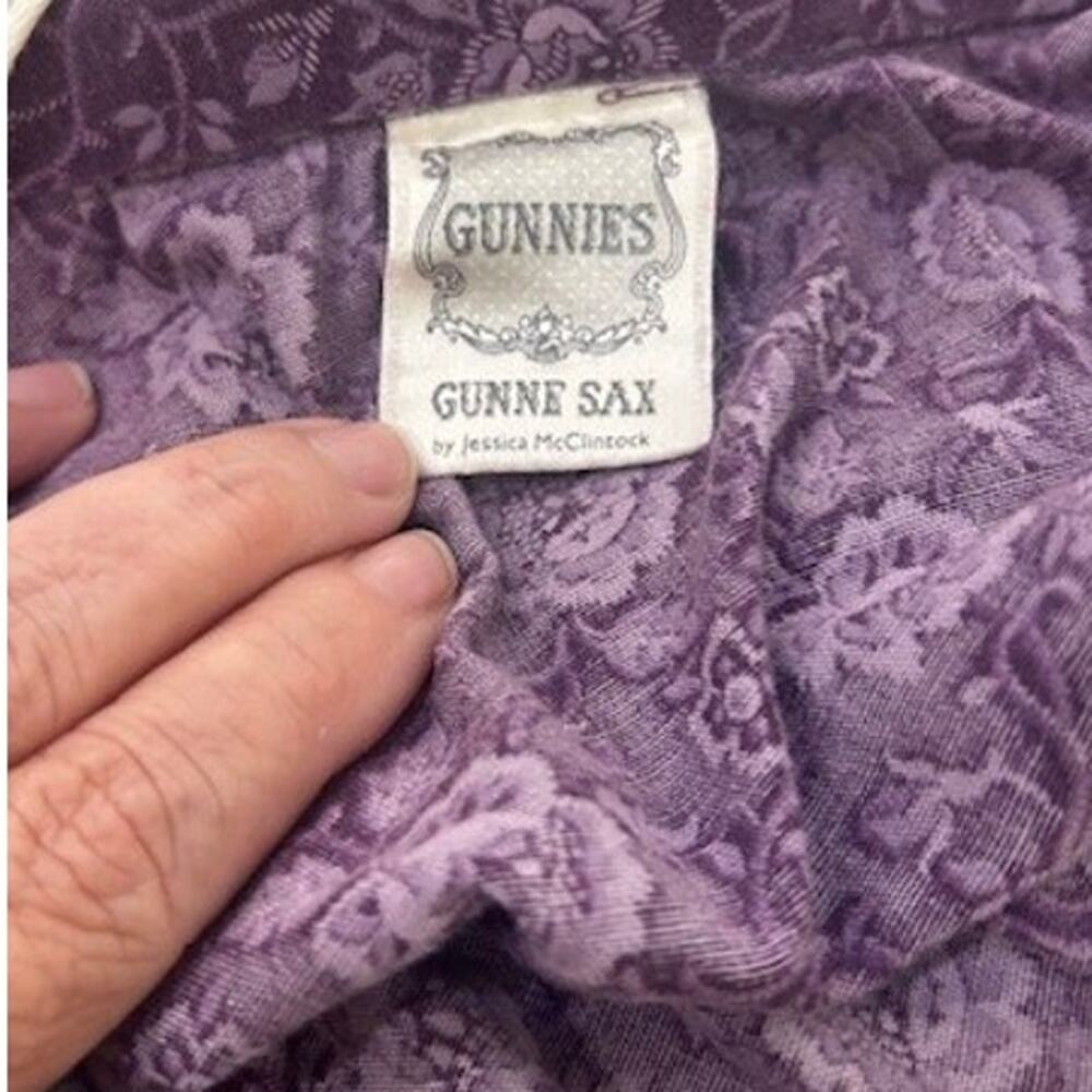 Gunnies Gunne Sax Vintage Skirt Floral Purple Ruffle Hem Prairie Cottagecore - Picture 11 of 13